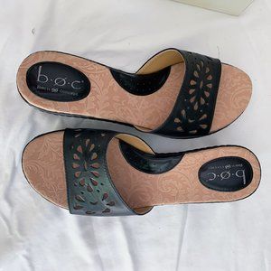 Platform sandals with floral cut-outs